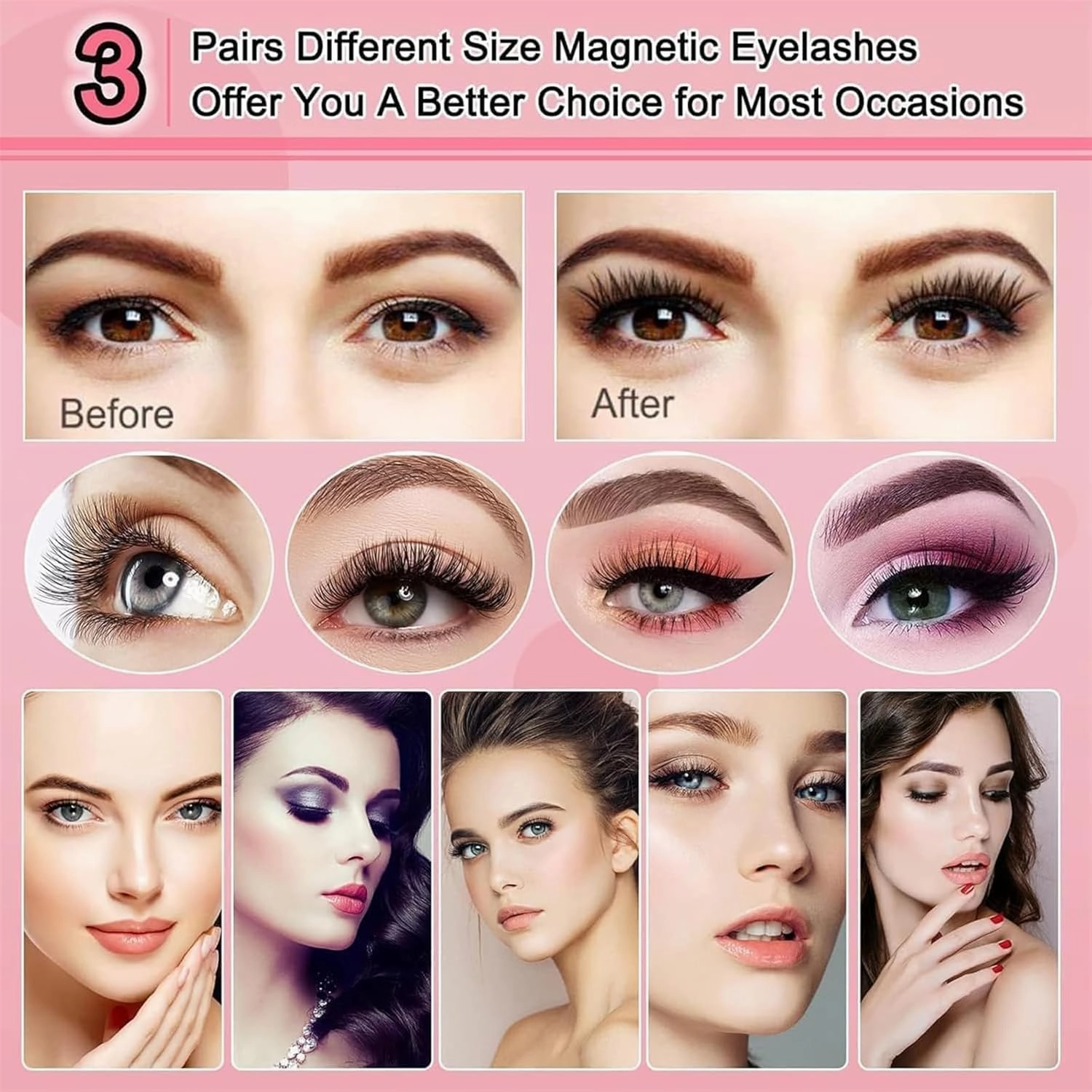 Aerliss Magnetic Lashes, Aerliss Ez Bella Lashes, Aerliss Magnetic Eyelashes, Aerliss Easy Bella Lashes, Reusable Magnetic Eyelashes, With Applicator No Glue Or Liner Needed, Natural Look (03-Simple)