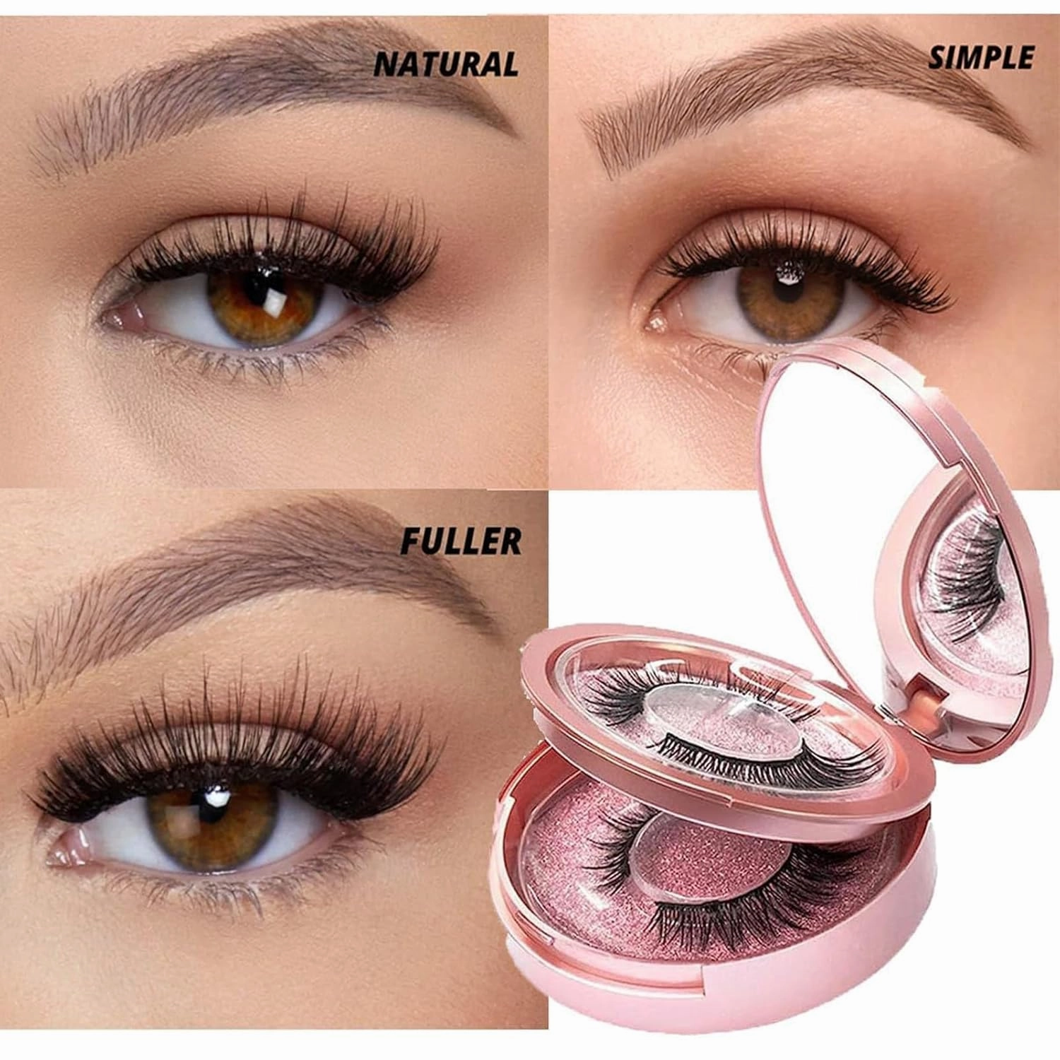 Aerliss Magnetic Lashes, Aerliss Ez Bella Lashes, Aerliss Magnetic Eyelashes, Aerliss Easy Bella Lashes, Reusable Magnetic Eyelashes, With Applicator No Glue Or Liner Needed, Natural Look (03-Simple)
