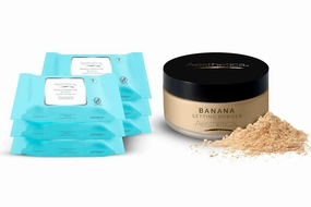 Aesthetica Makeup Removing Wipes, 6 Pack Bulk and Aesthetica Banana Loose Setting Powder
