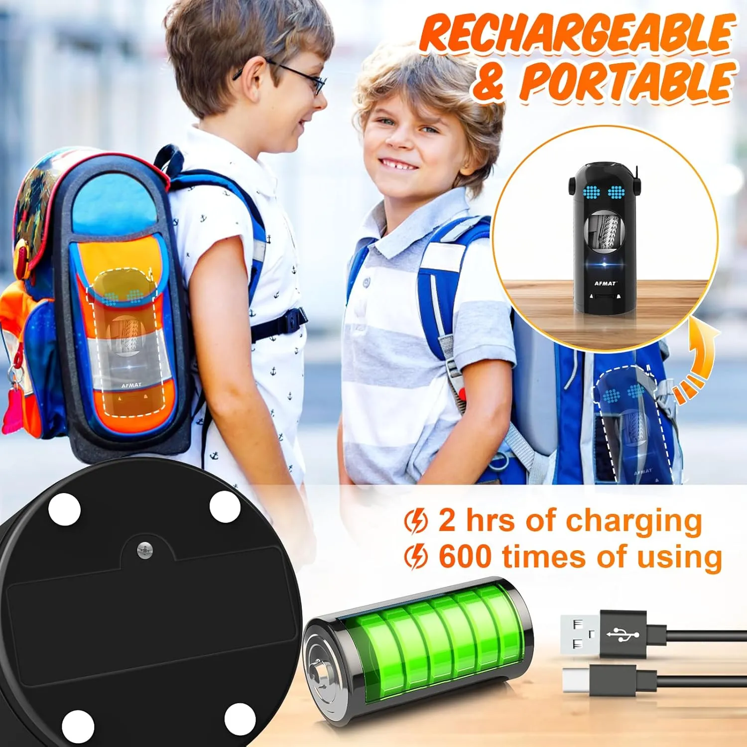 AFMAT Electric Robot Pencil Sharpener for Colored Pencils 7-11.5mm, Auto In & Out, Fully Automatic Rechargeable Hands-Free for Home & Classroom, Black