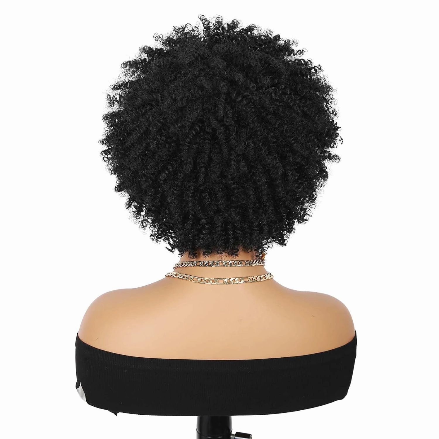 Afro Kinky Curly Wig With Bangs Short Curly Afro Wigs for Black Women 10 Inches Natural Black Synthetic Curly Wigs