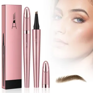 AIIONP 2024 New Eyebrow Microblading Pen, 3D Waterproof Microblading Eyebrow Pencil Contouring Pen, 4-Tipped Precise Brow Pen, Natural Long-Lasting Fine Stroke Magic Eyebrow Pencil (Light Brown)