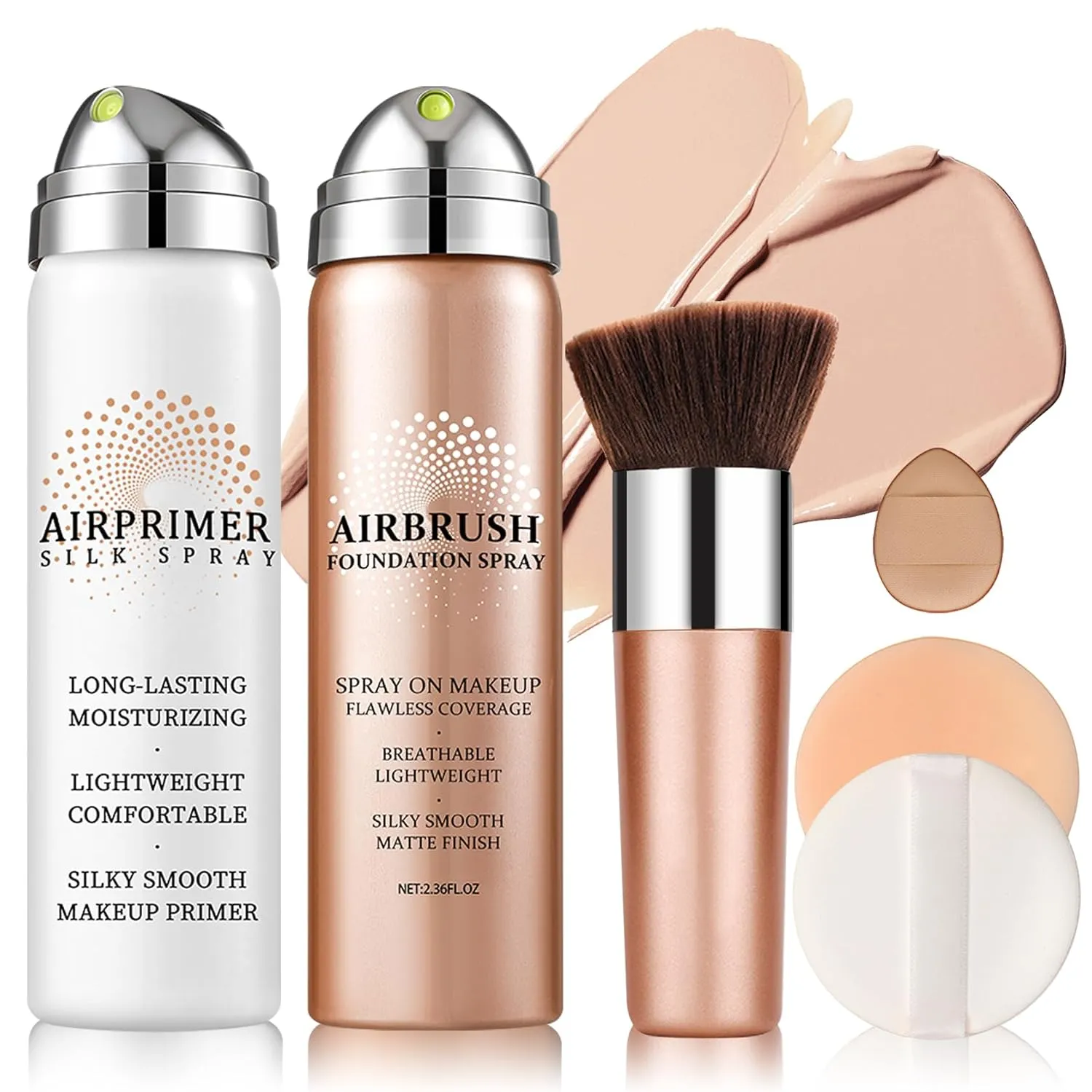 Air Brush Makeup Foundation and Makeup Primer for Face,Hydrates and Moisturizes,Buildable Coverage with Anti-aging Formula for Smooth Radiant Skin (01 Natural)