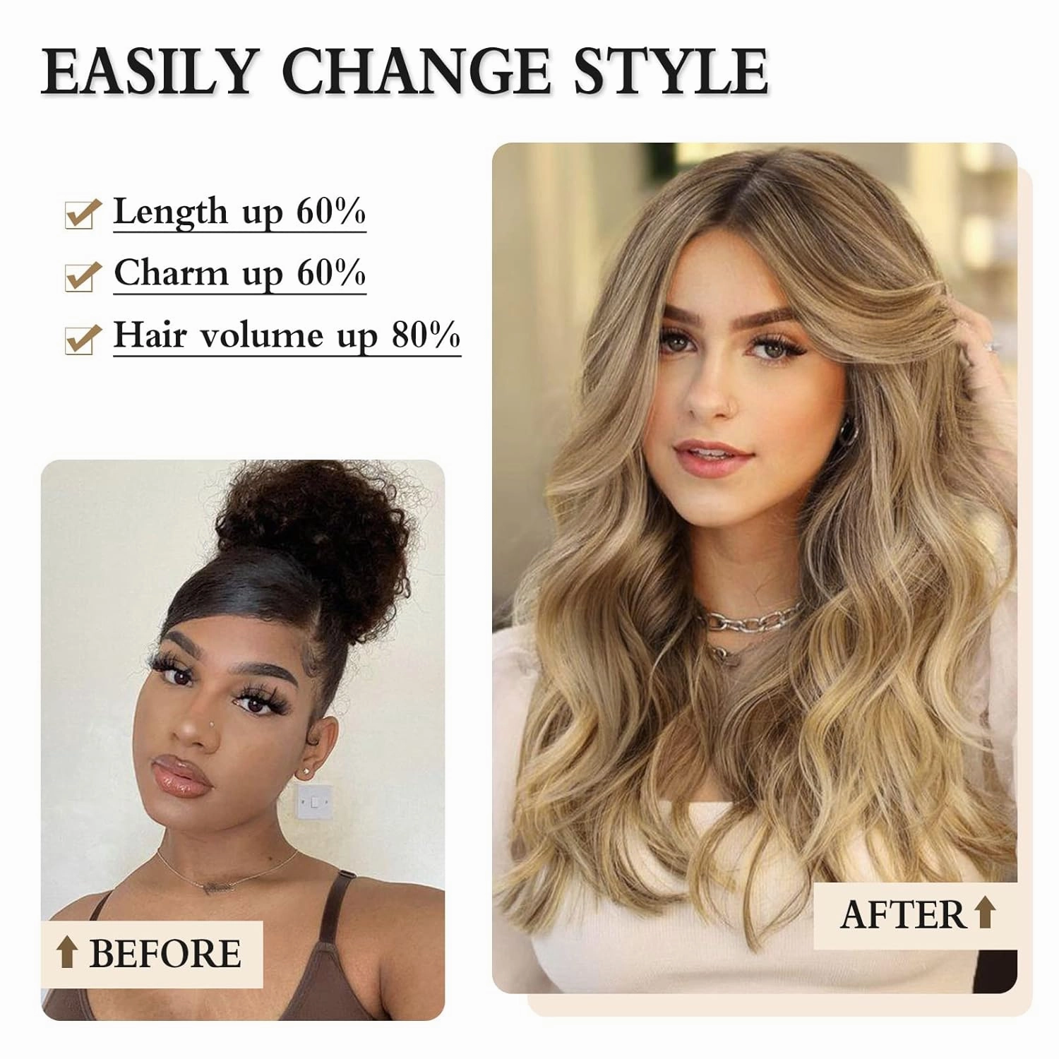 Aisaide Body Wave V Part Wigs for Black Women Highlight Brown Mixed Blonde V Shape Wig Body Wave Upgrade U Part Wigs Half Wigs for Black Women Beginner Friendly Wig Synthetic V Part Wig 24 Inch