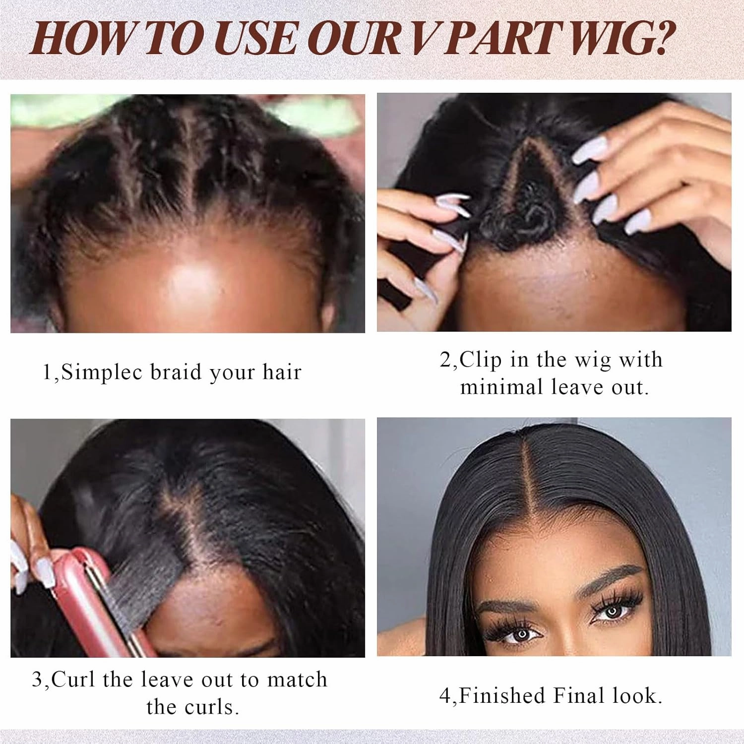 Aisaide Highlight Brown Bob V Part Wig Synthetic Wavy V Part V Shape Wigs for Black Women Half Wig Uprade U Part Wig Short Ombre Brown Bob V Part Wig Curly Wavy V-part Wig Body Wavy 14 Inch