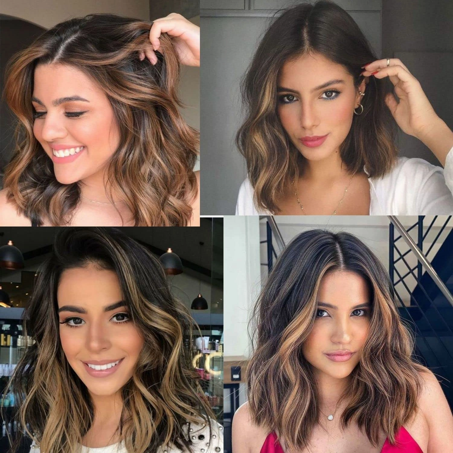 Aisaide Highlight Brown Bob V Part Wig Synthetic Wavy V Part V Shape Wigs for Black Women Half Wig Uprade U Part Wig Short Ombre Brown Bob V Part Wig Curly Wavy V-part Wig Body Wavy 14 Inch