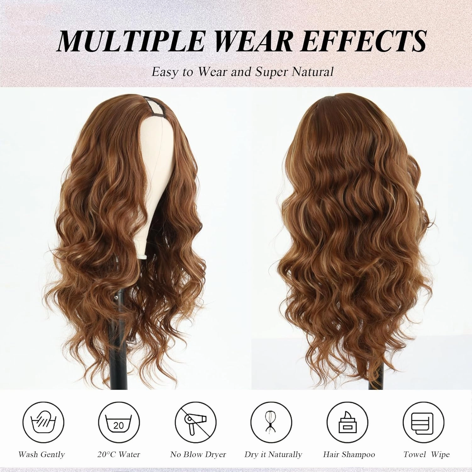 Aisaide V Part Body Wave Wig for Women Ombre Highlight Honey Blonde Long Body Wavy Glueless No Leave Out Upgrade Vpart Ombre Wig Brown Blonde V Part Hair For Black Women No Sew No Glue Wig