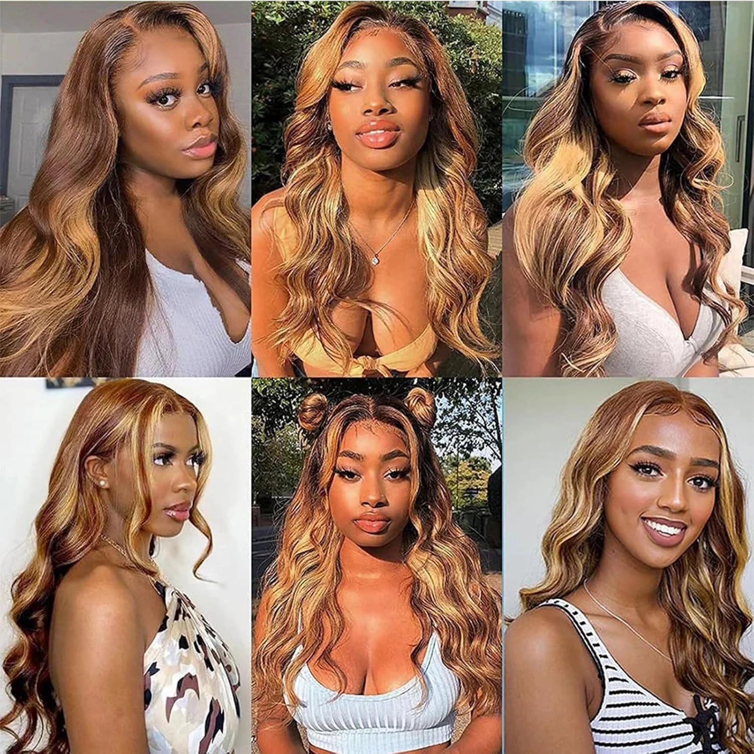 Aisaide V Part Body Wave Wig for Women Ombre Highlight Honey Blonde Long Body Wavy Glueless No Leave Out Upgrade Vpart Ombre Wig Brown Blonde V Part Hair For Black Women No Sew No Glue Wig