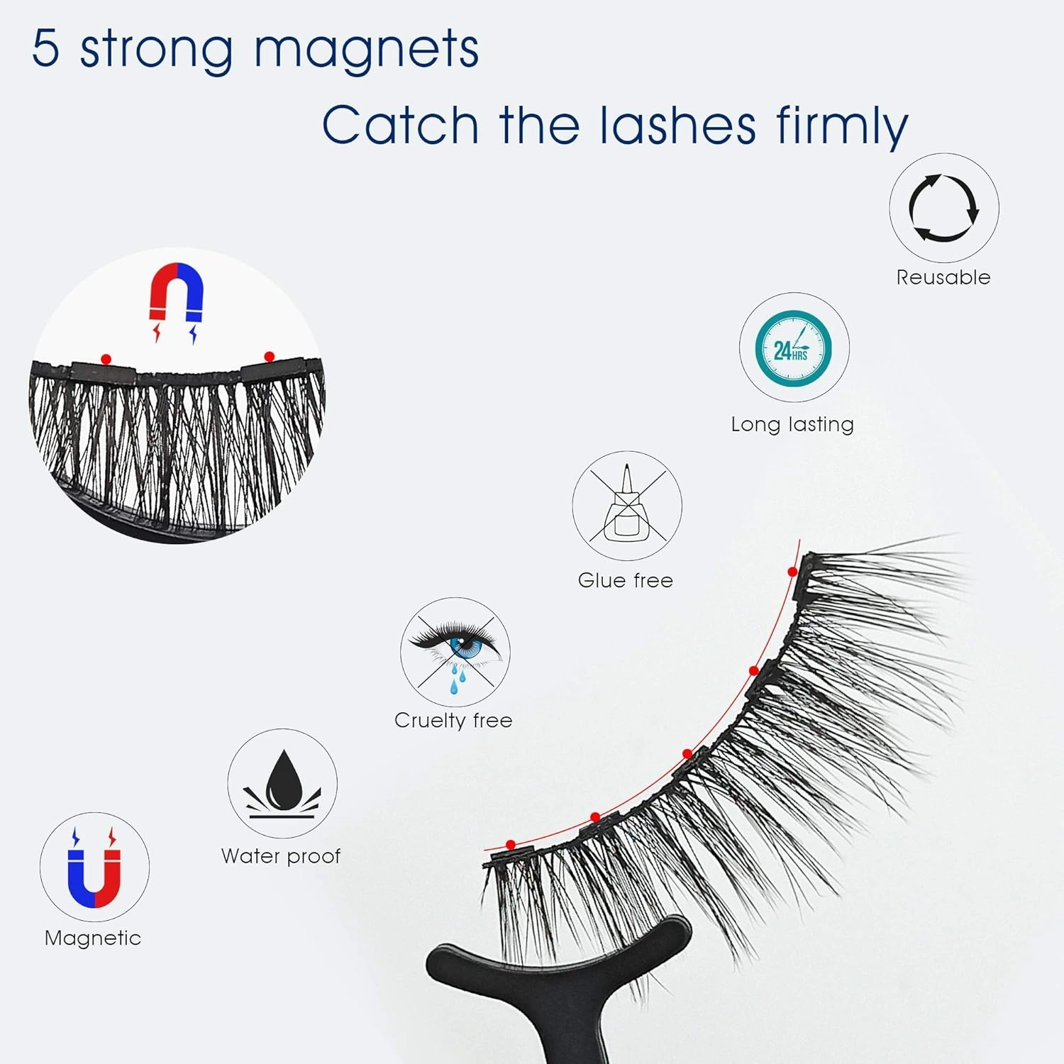 Alcastar Magnetic Eyelashes with Eyeliner Kit, Magnetic Lashes Natural Looking with, Long Lasting, Easy Apply,Cruelty-Free. (3D layered-7-2-D42)