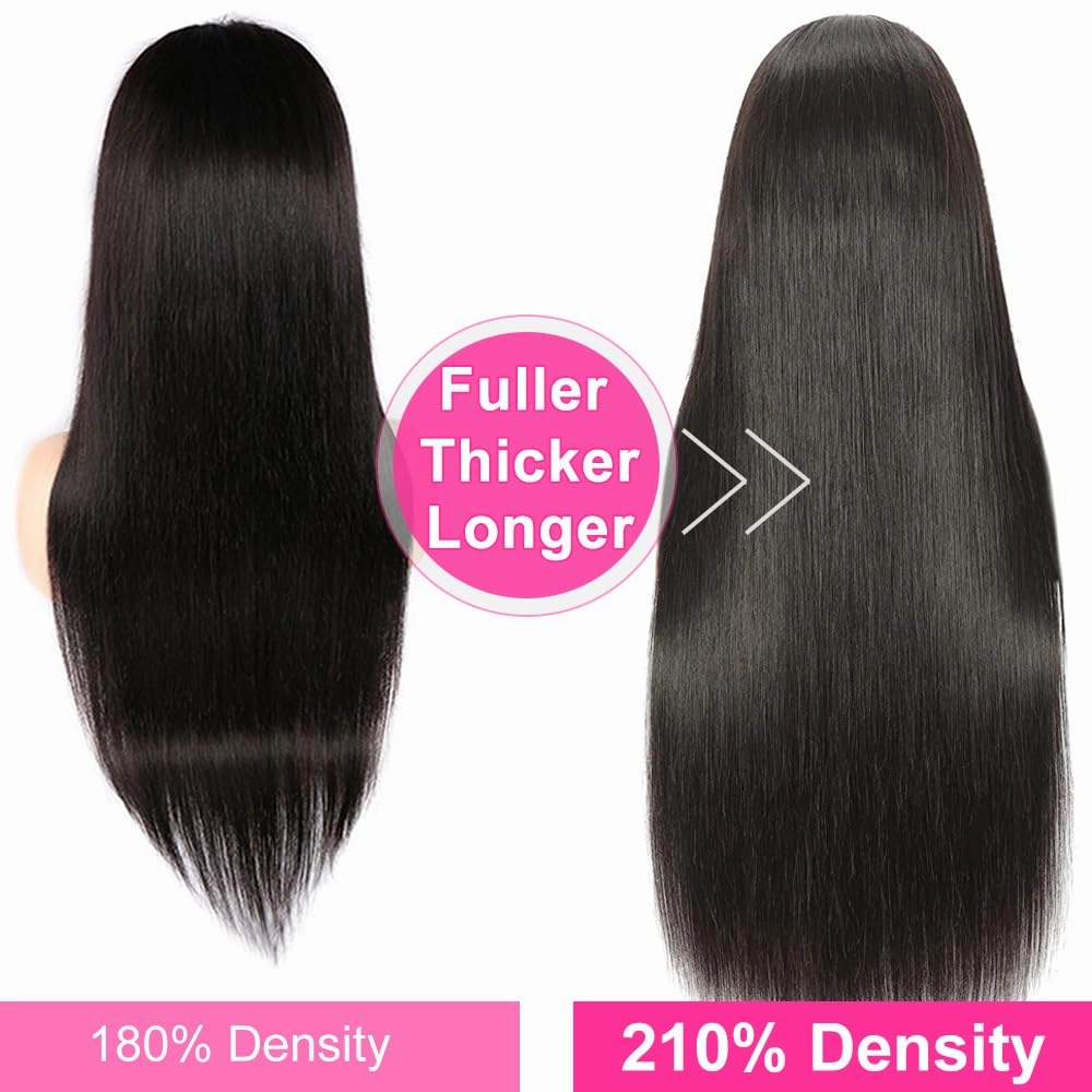 ALI PANDA 210% Density 260g 13x6 Lace Front Wigs Human Hair Wigs Straight HD Lace Front Wigs Pre Plucked Natural Color Glueless Wig 100% Human Hair Lace Front Wigs for Women 32 Inch