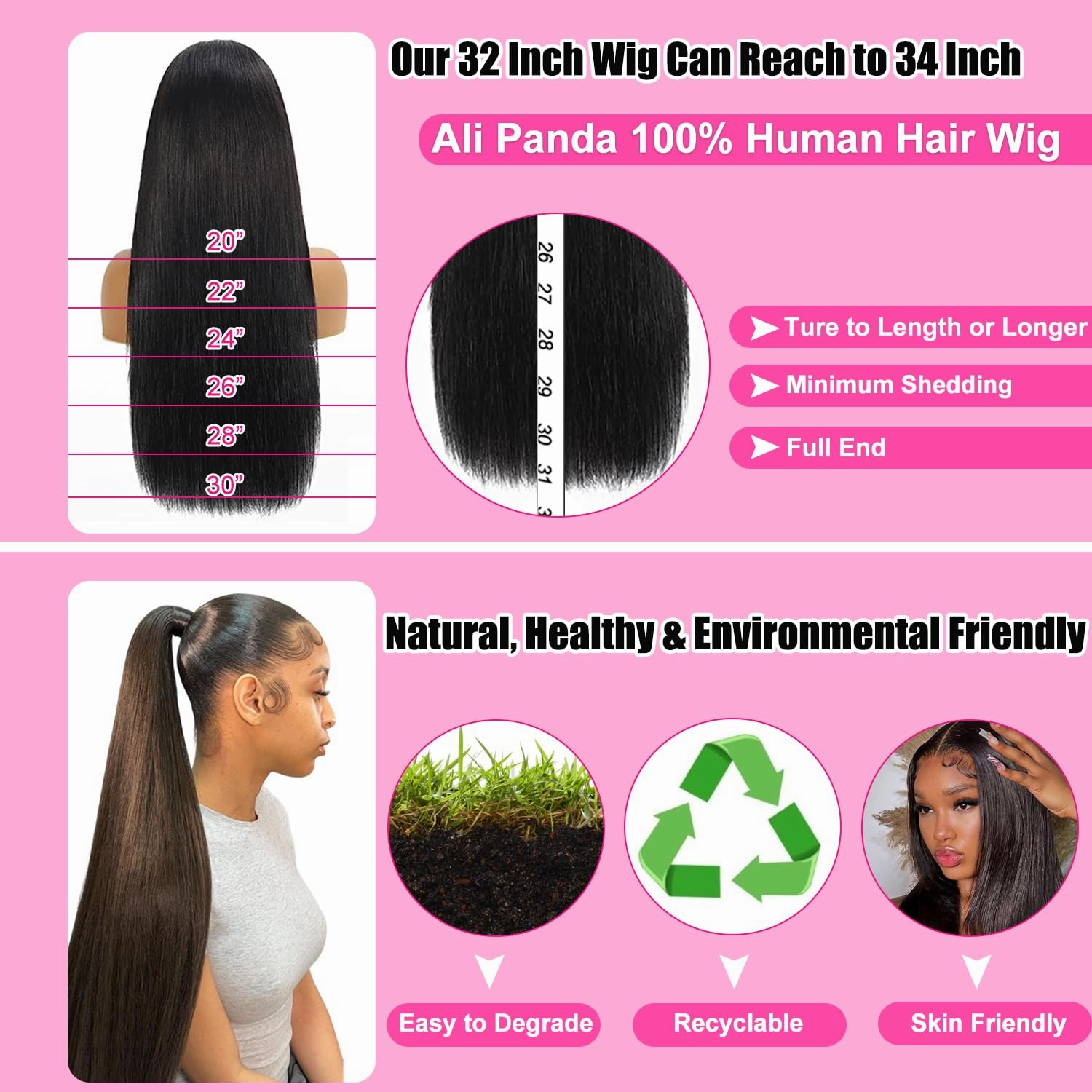 ALI PANDA 210% Density 260g 13x6 Lace Front Wigs Human Hair Wigs Straight HD Lace Front Wigs Pre Plucked Natural Color Glueless Wig 100% Human Hair Lace Front Wigs for Women 32 Inch