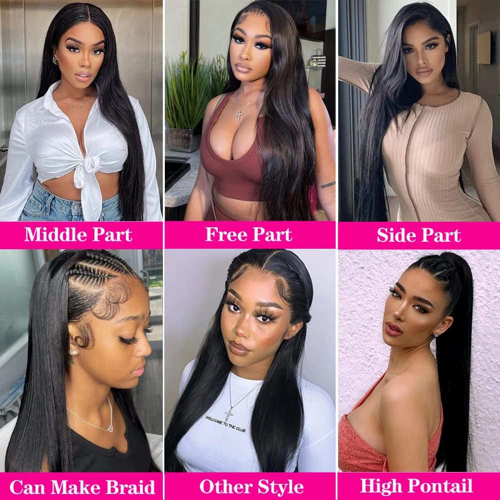 ALI PANDA 210% Density 260g 13x6 Lace Front Wigs Human Hair Wigs Straight HD Lace Front Wigs Pre Plucked Natural Color Glueless Wig 100% Human Hair Lace Front Wigs for Women 32 Inch