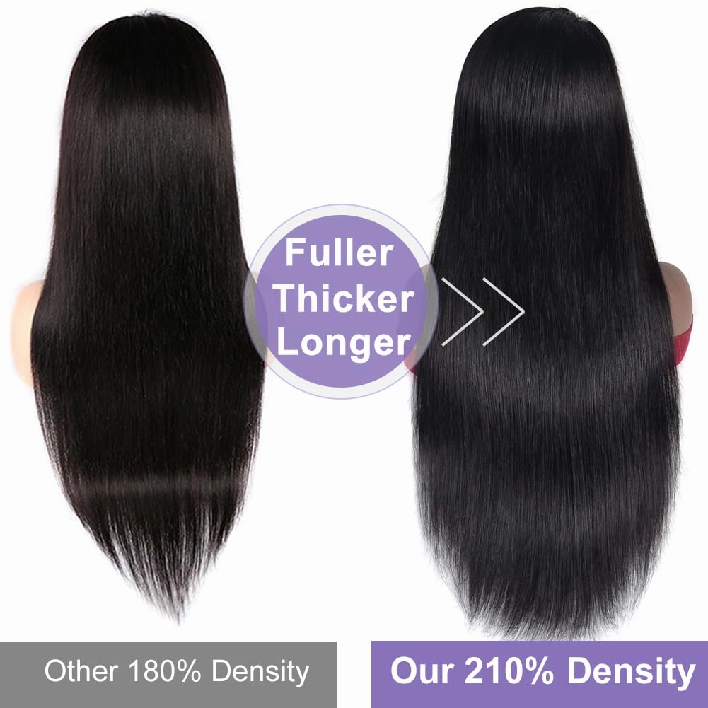 ALI PANDA 24 Inch 210 Density 205g 6x4 Wear and Go Glueless Wigs Human Hair Plucked Pre Cut HD Lace Closure Wigs 100% Human Hair Straight Pre Plucked Bleached Knots for Black Women