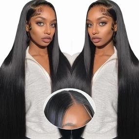 ALI PANDA 24 Inch 6X4 235g 250% Density Wear and Go Glueless Wigs Human Hair Pre Plucked Pre Cut HD Lace Closure Glueless Wigs for Black Women Straight Wigs 100% Human Hair Bleached Knots Middle Part