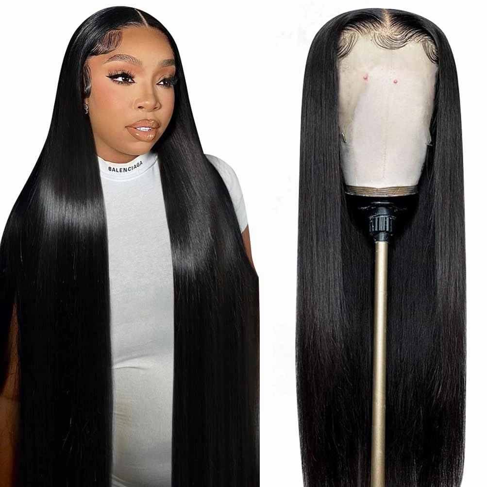 ALI PANDA 250% Density 290g 13x6 Straight HD Lace Front Wigs Human Hair Pre Plucked 100% Human Hair Lace Front Wigs for Black Women Lace Frontal Wigs Human Hair with Baby Hair Free Part 32 Inch