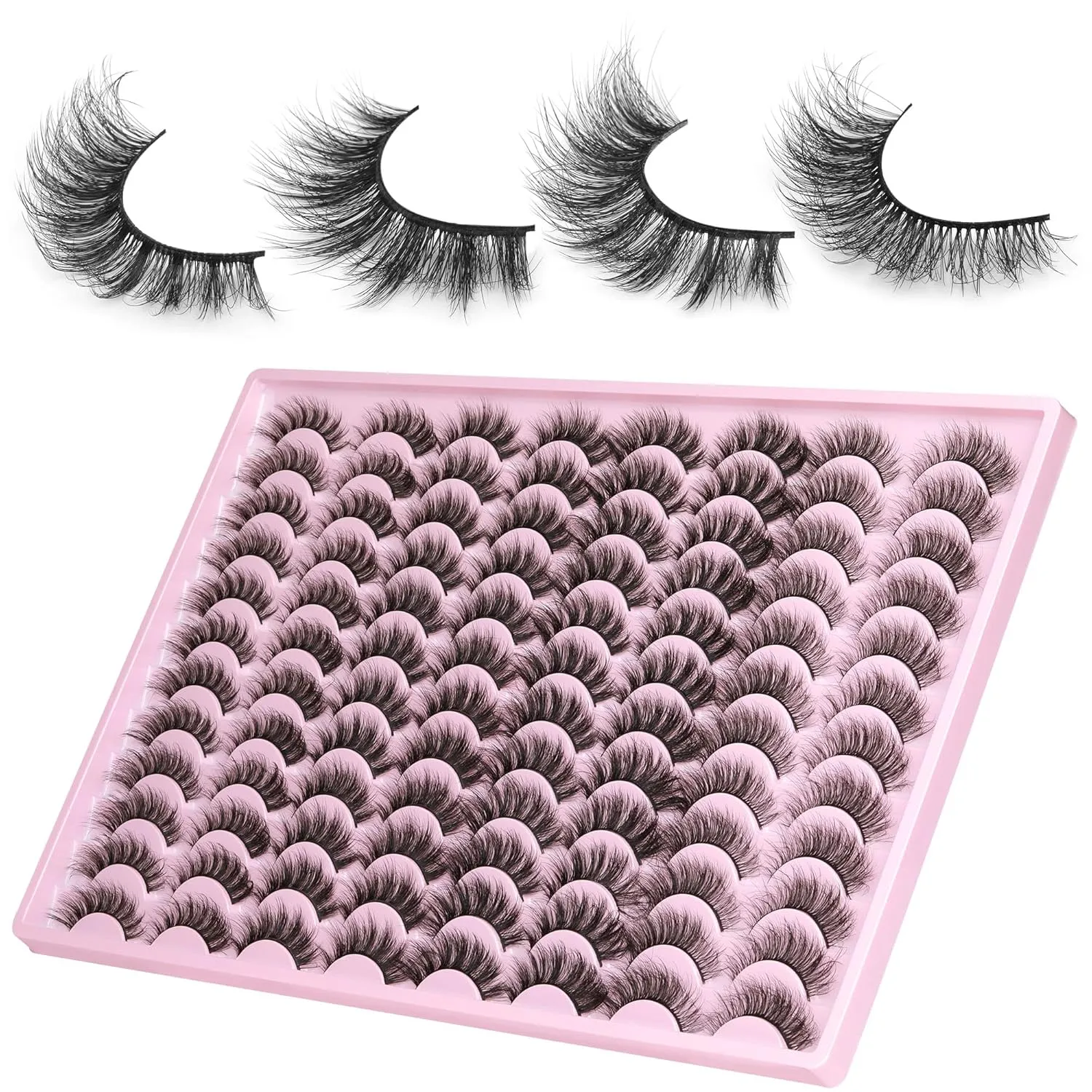 ALICE False Eyelashes Wholesale Fluttering Natural Lashes Mink Fluffy Cat Eye Strip Lashes 3D Curl Wispy Fake Lashes Pack 48 Pairs