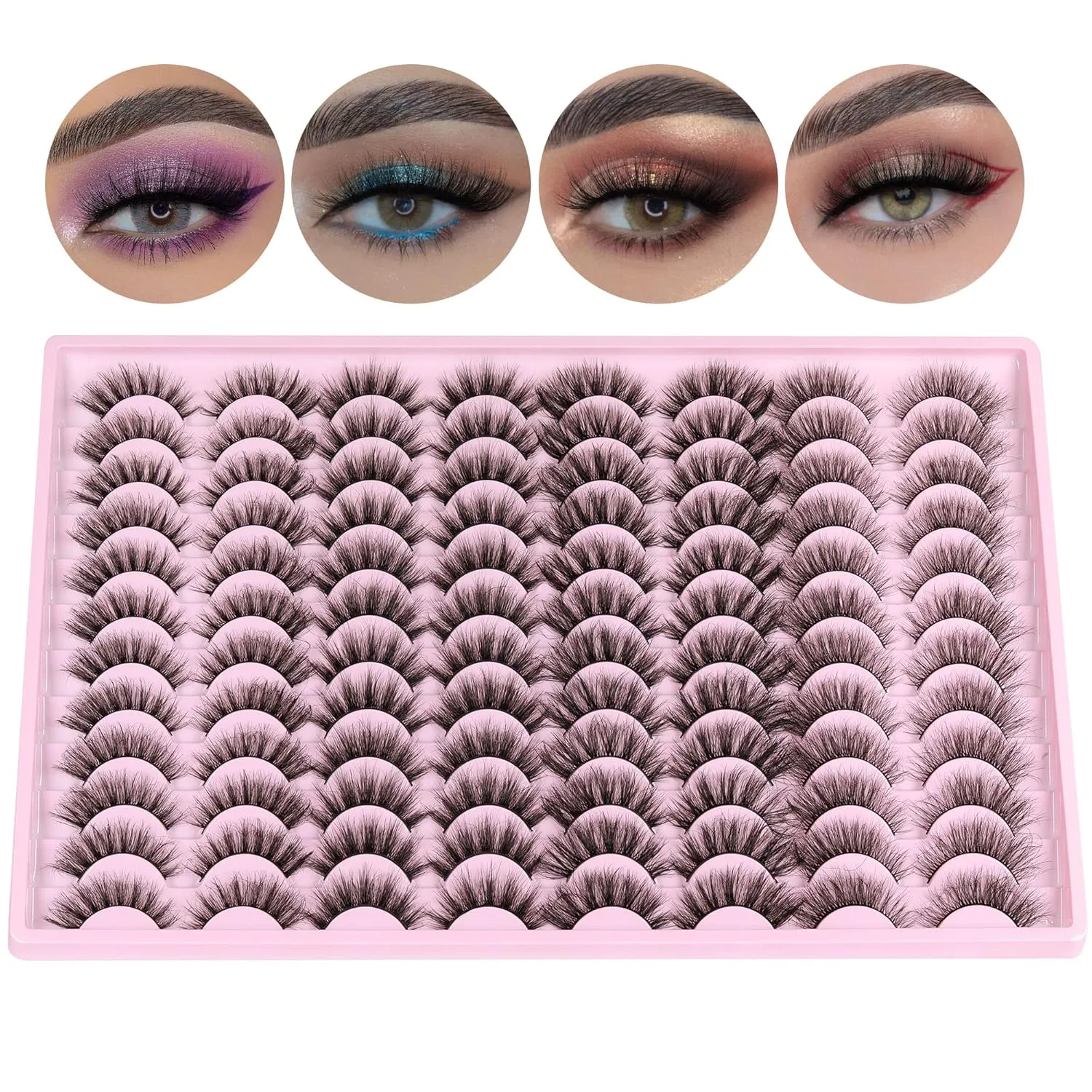 ALICE False Eyelashes Wholesale Fluttering Natural Lashes Mink Fluffy Cat Eye Strip Lashes 3D Curl Wispy Fake Lashes Pack 48 Pairs