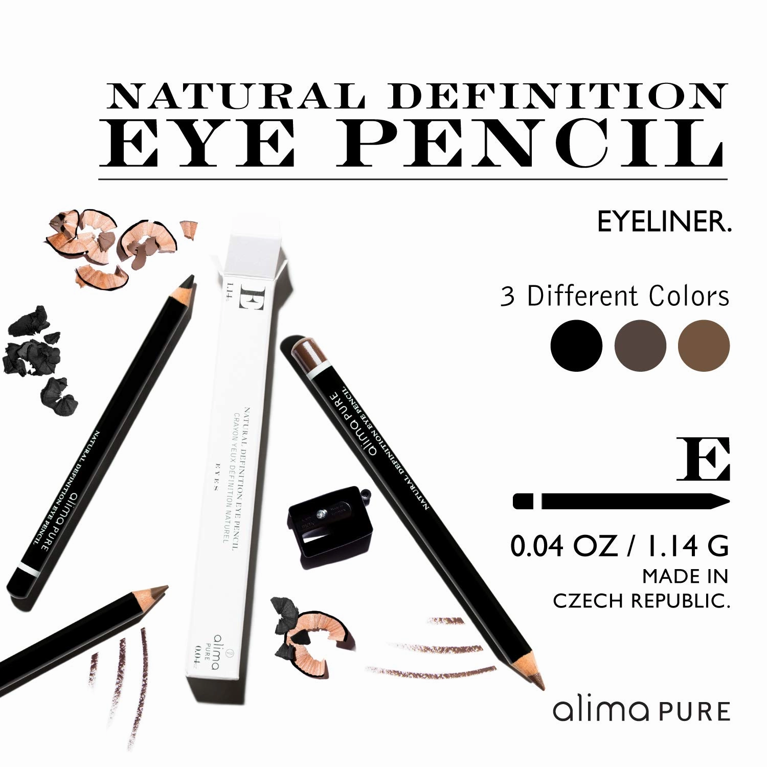 Alima Pure Natural Eye Pencil - Black Eyeliner Ink With Jojoba Oil, Vegan, Natural Look