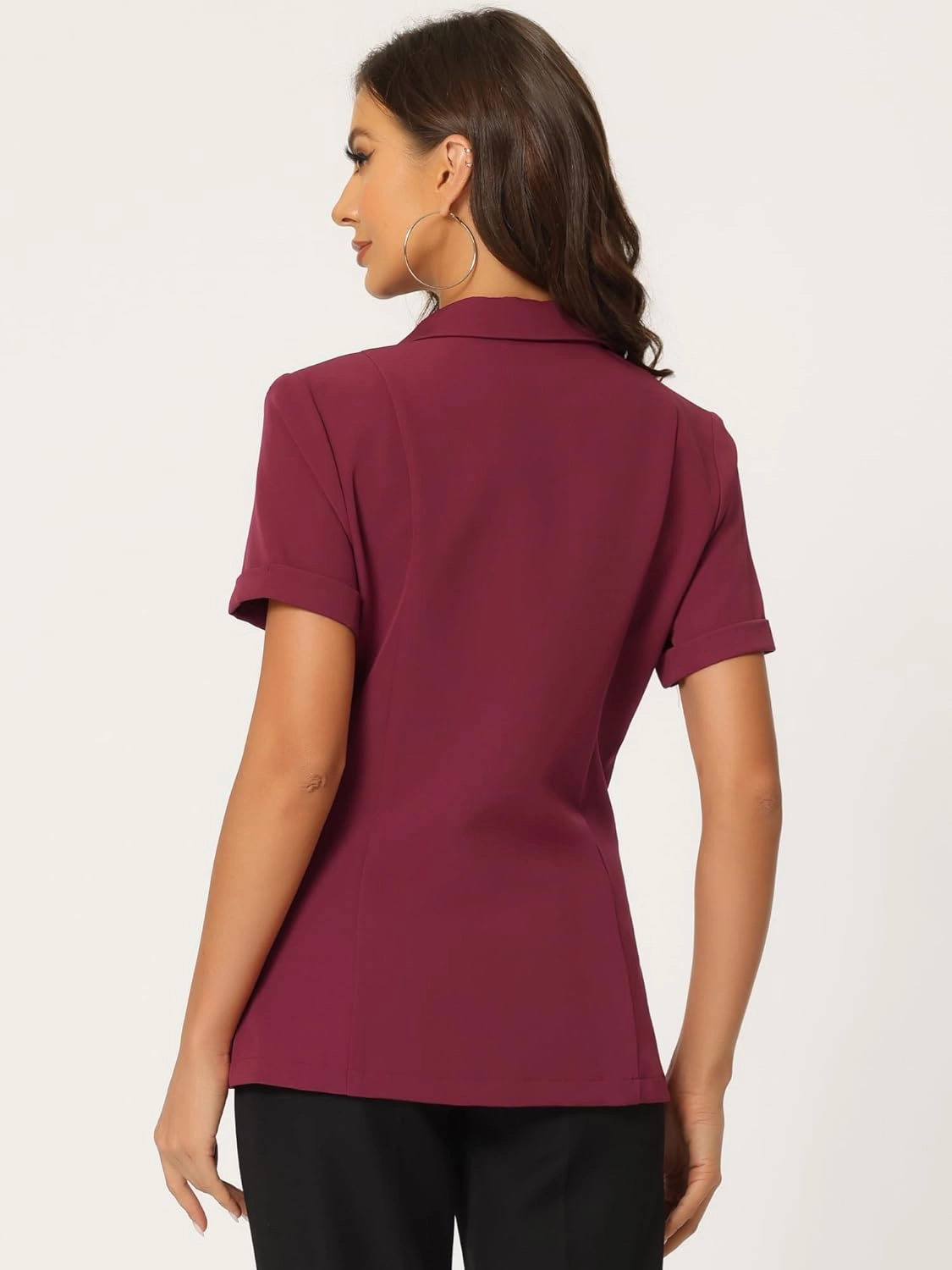 Allegra K Women's 1 Button Blazer Jacket Office Business Short Sleeve Blazer