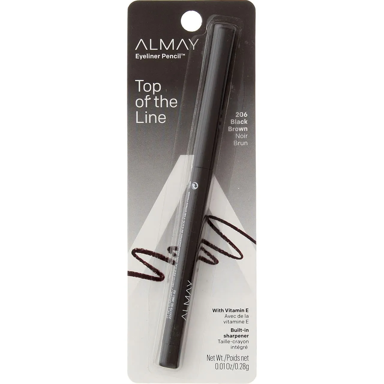 Almay Eyeliner Pencil, Black Brown [206], 0.01 oz (Pack of 5)