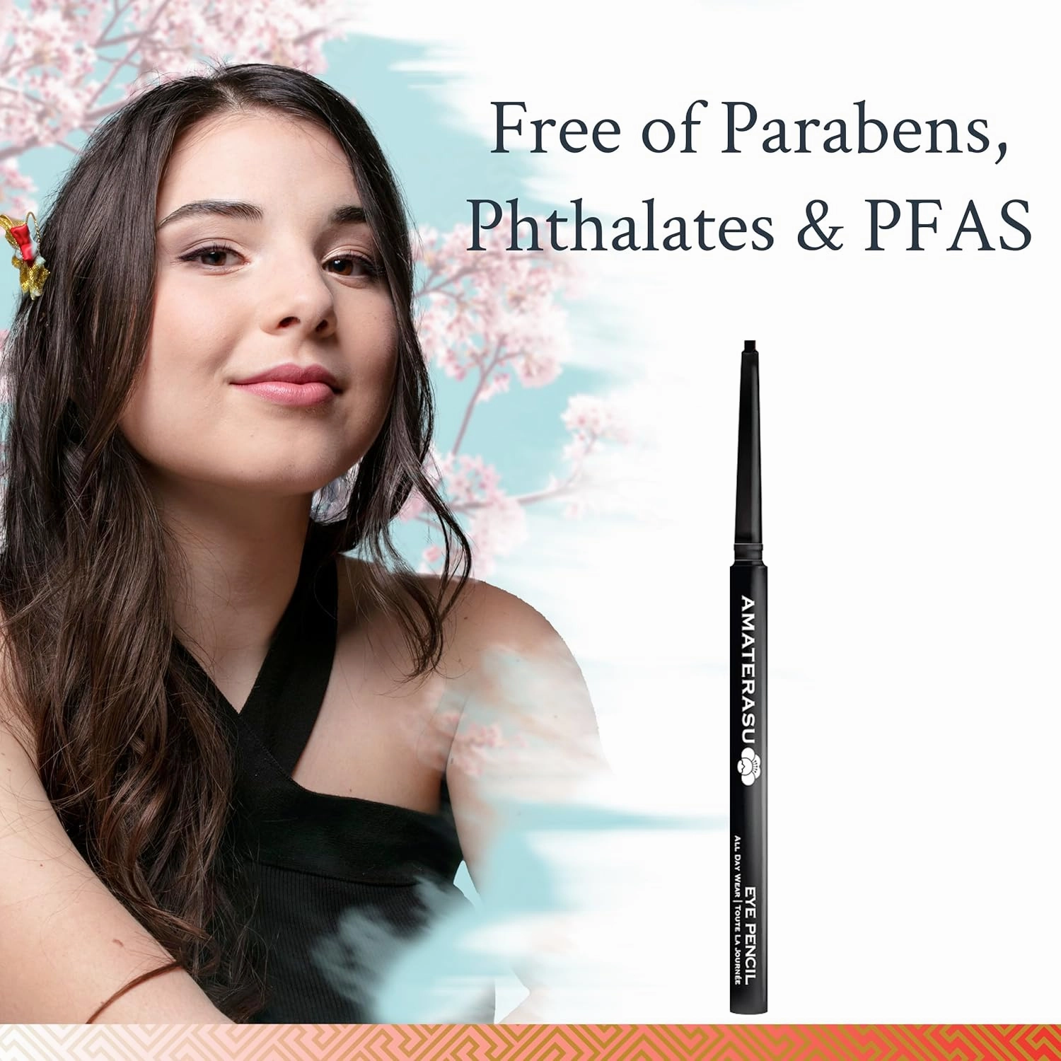 Amaterasu Eye Pencil - 24 Hour, Smudgeproof Black Make Up Pencil - Waterproof & Humidity Resistant Lash & Waterline Eyeliner Pencil - Smooth Application, Clean & Vegan Pencil Eyeliner