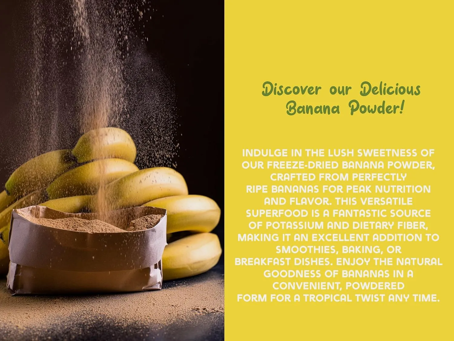 Ancient Roots Banana Powder - Freeze-dried, All-natural, No Sugar Added, Smoothie Mix, Support Digestive Health Naturally, 3.5 ounces (25 servings)