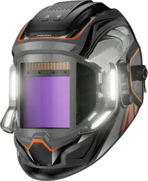 ANDELI Welding Helmet with 4 LED Light, Panoramic Large Viewing Screen 3.94"X3.74" True Color Auto Darkening Welding Helmet, 4 Arc Sensor Wide Shade 4/5-9/9-13 Welder Mask Type-C Charging