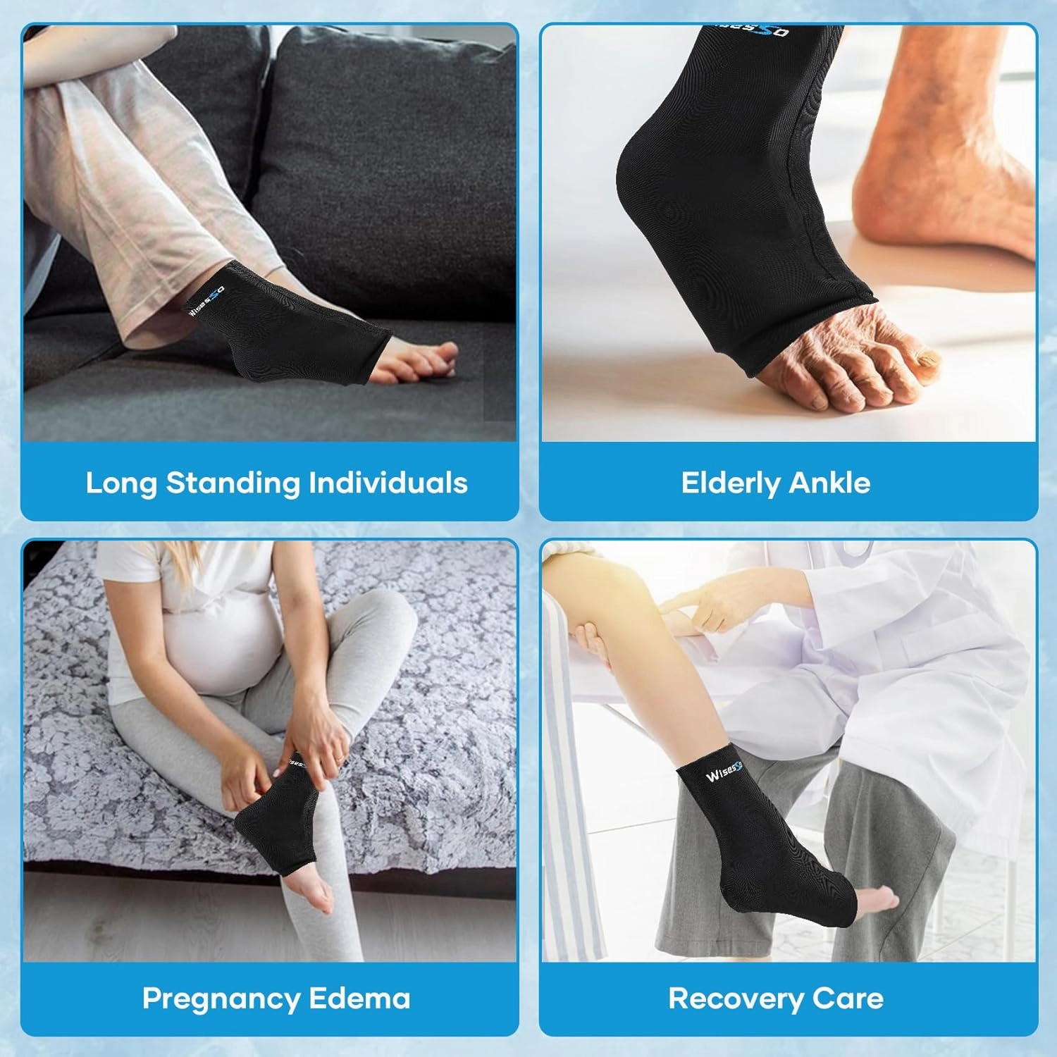 Ankle Ice Pack Wrap, Achilles Tendonitis Brace for Hot & Cold Compress, Resuable Ankle Ice Pack for Injuries, Swelling, Plantar Fasciitis, Sprained, Pain Relief (Black, 1 Pack)