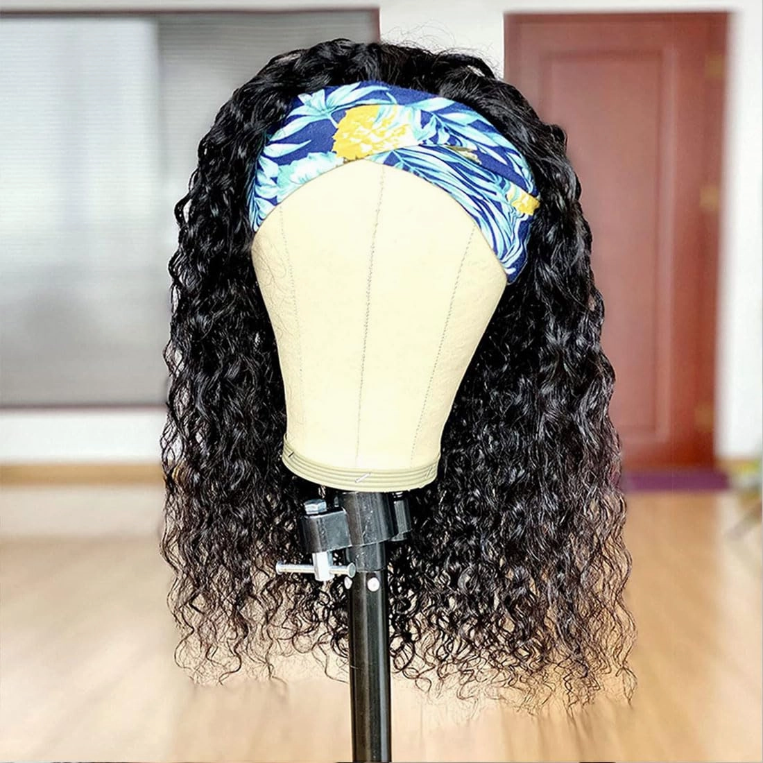 Annora Headband Wigs Water Wave Human Hair Curly Wave Wear and Go Glueless Wigs for Black Women 100% Human Hair Wigs Short Headband Wig 150% Density Natural Color Bob Wig 10 Inch