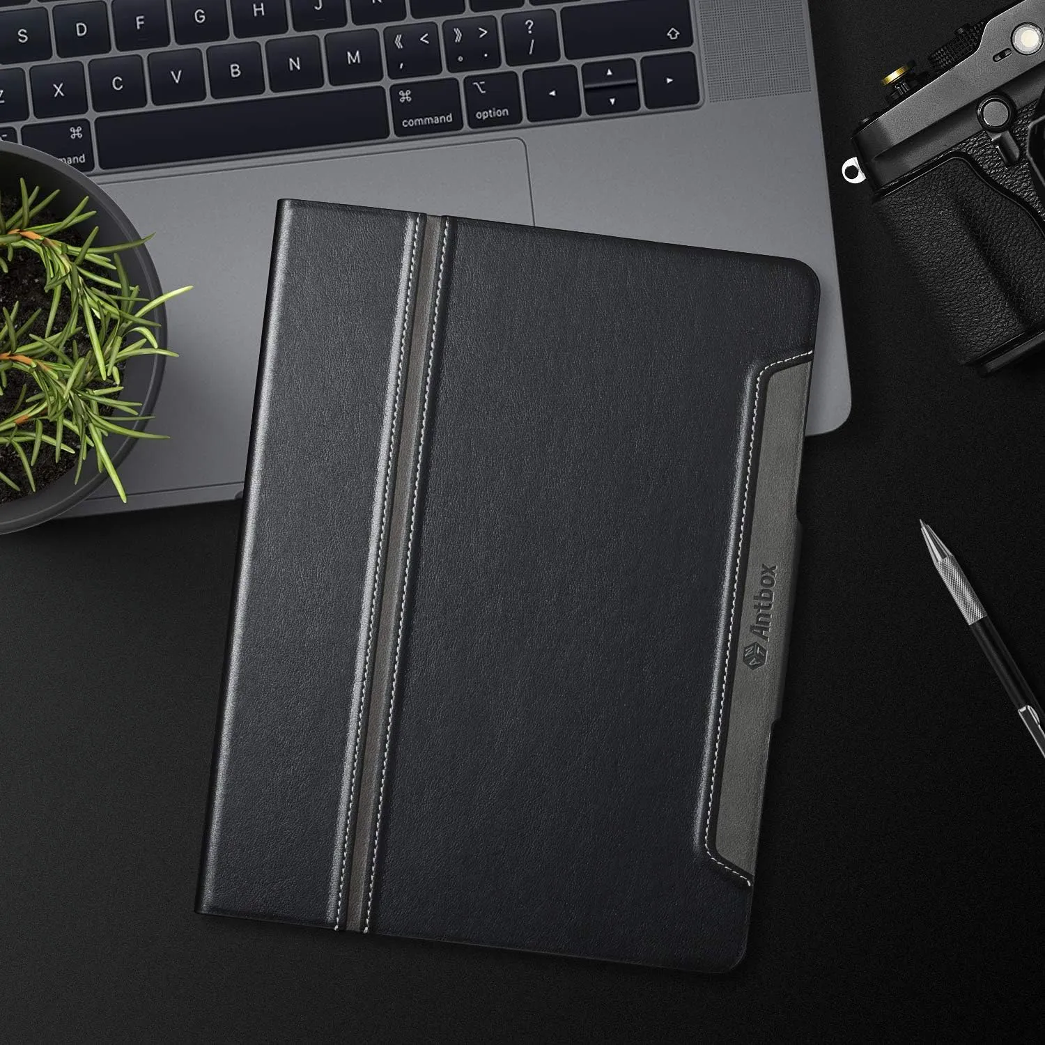 Antbox Case for iPad (A16) 11th Generation 11'' 2025/iPad 10th Generation 10.9'' 2022 with Built-in Pencil Holder Auto Sleep/Wake Function PU Leather Smart Cover (Black)