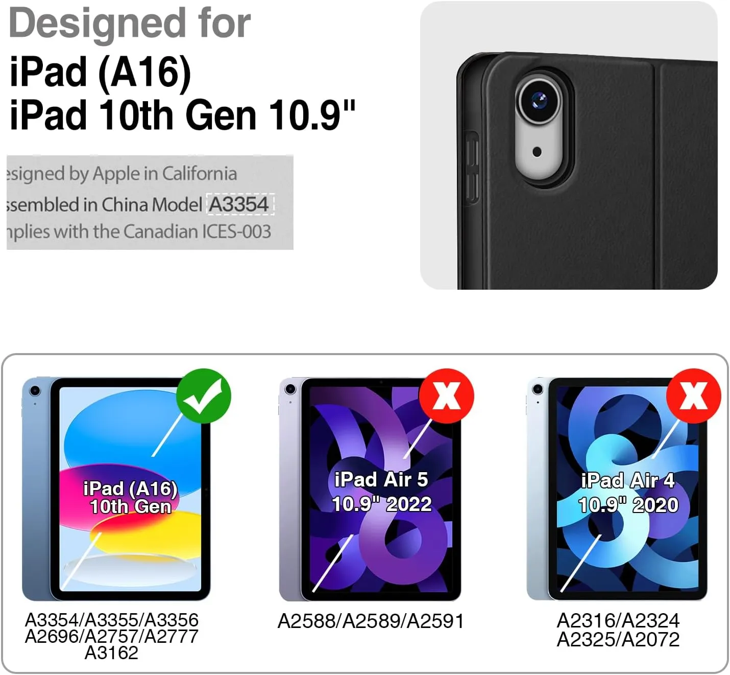 Antbox Case for iPad (A16) 11th Generation 11'' 2025/iPad 10th Generation 10.9'' 2022 with Built-in Pencil Holder Auto Sleep/Wake Function PU Leather Smart Cover (Black)