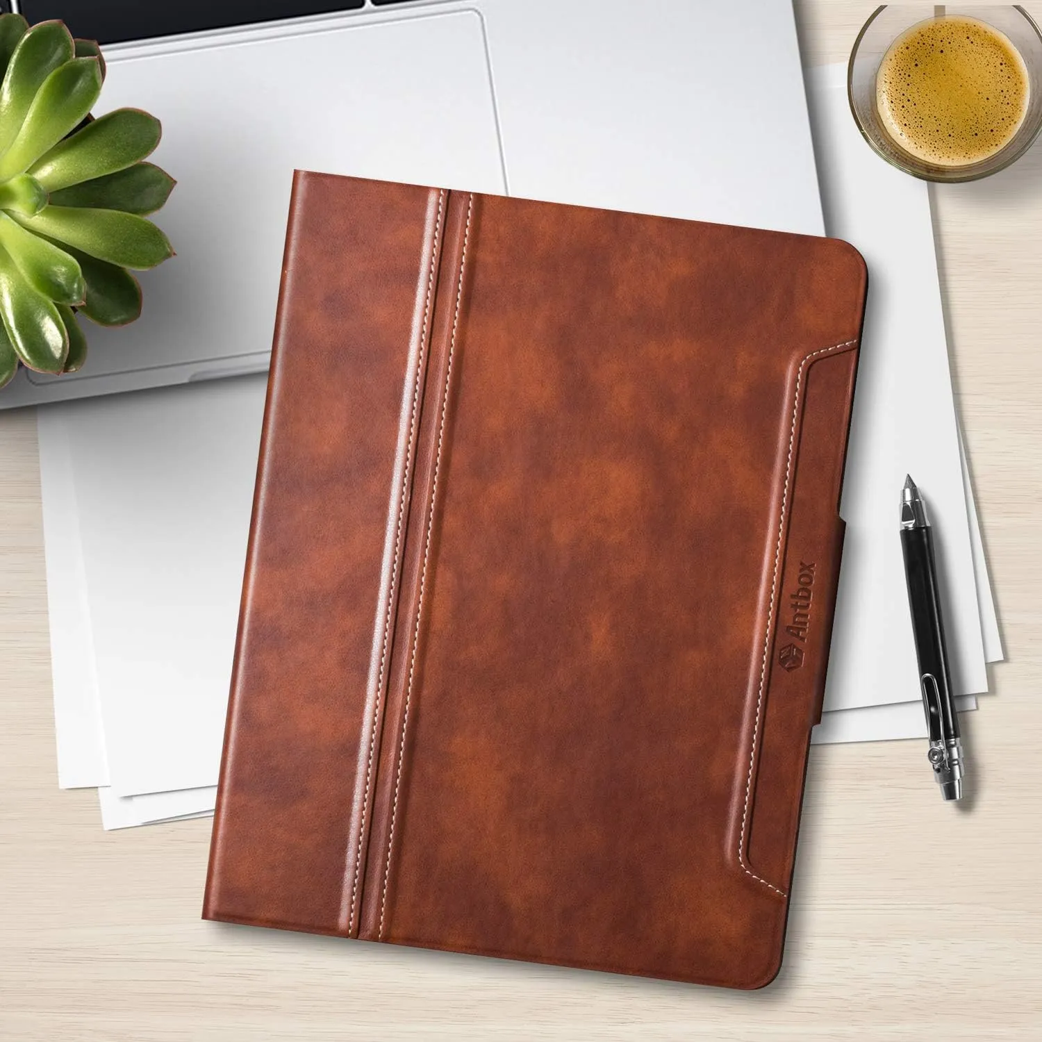 Antbox Case for iPad (A16) 11th Generation 11'' 2025/iPad 10th Generation 10.9'' 2022 with Built-in Pencil Holder Auto Sleep/Wake Function PU Leather Smart Cover (Brown)