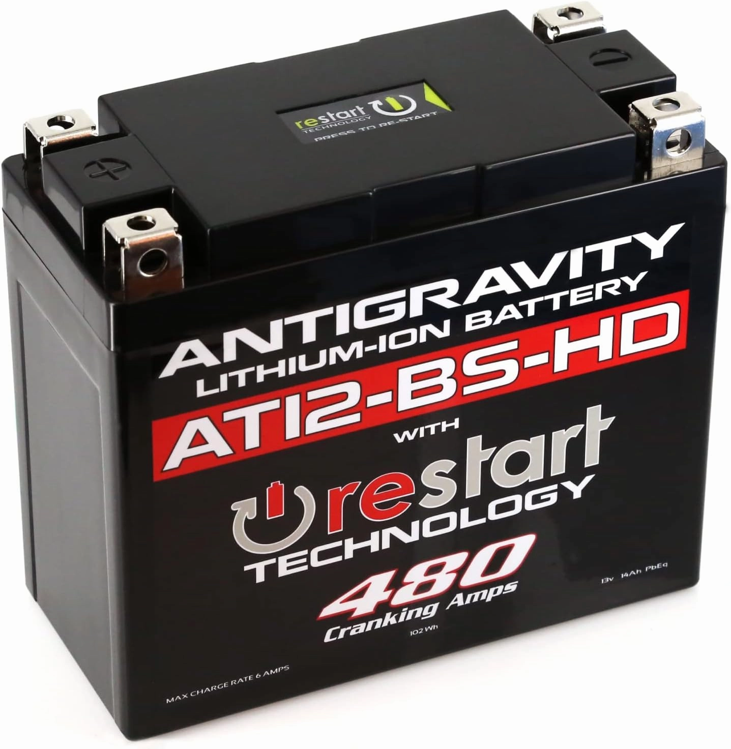 Antigravity AT12-BS-HD Heavy Duty Lithium Motorcycle and Powersport Battery with Built-In Jump Starting 12V 8Ah, ATV, Quad UTV, Scooter, Lawn Mower, Generator Battery - Ducati, Yamaha, Kawasaki