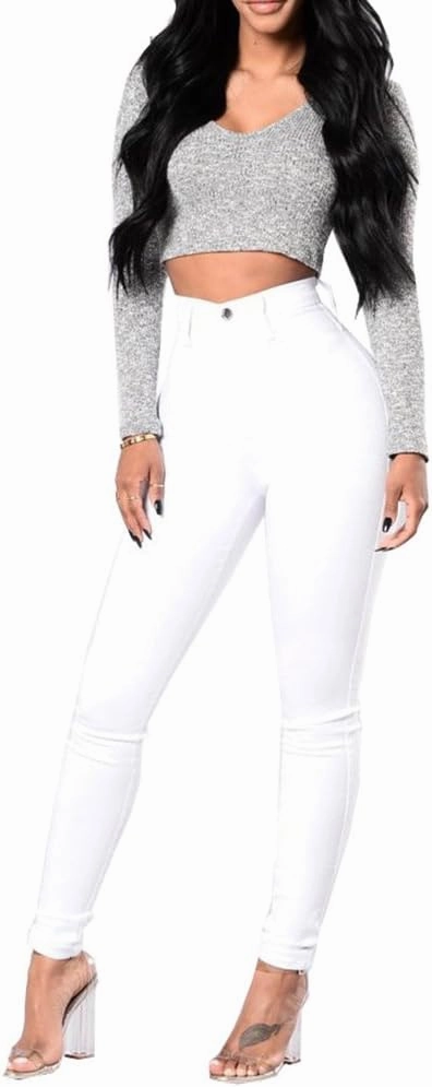 Aodrusa Womens Skinny Jeans High Waisted Stretch Slim Denim Butt Lift Pencil Pants Black