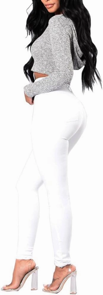 Aodrusa Womens Skinny Jeans High Waisted Stretch Slim Denim Butt Lift Pencil Pants Black