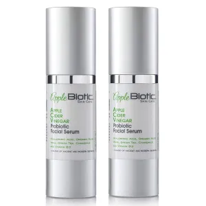 Apple Cider Vinegar Facial Serum with Hyaluronic Acid for All Skin Types, Moisturizing, Antioxidant, Day and Night Face Hydration (1 Oz) - 2 Pack