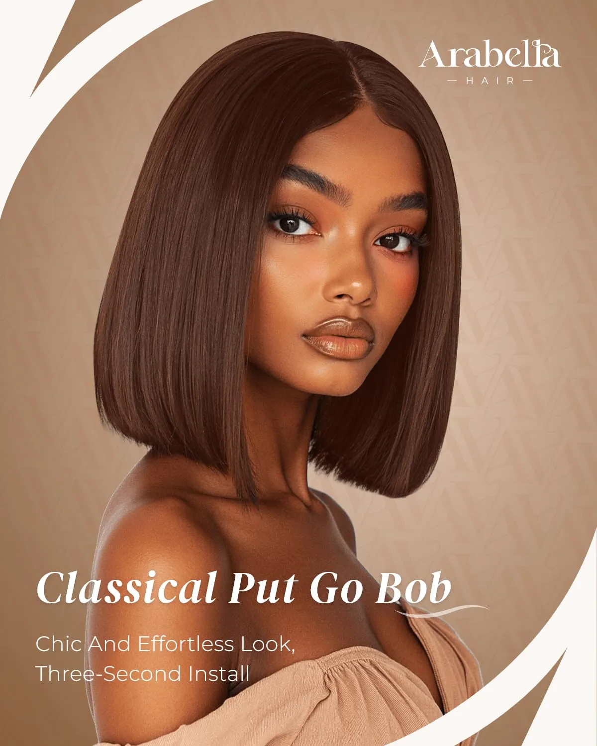 Arabella 5x6 4# Brown Bob Wig Human Hair 210% Density Wear and Go Glueless Wigs Human Hair Chocolate Brown Straight Bob Wig Lace Front Wigs Pre Cut Lace Pre Bleached Knots(12inch, 5x6 Glueless Bob)