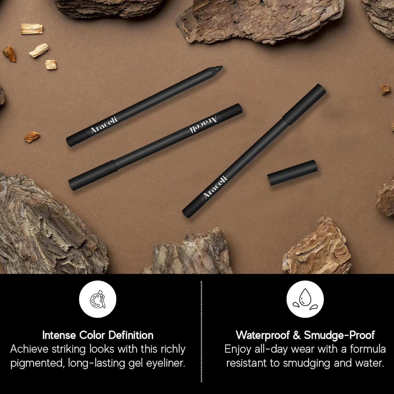 Araceli Beauty Gel Pencil Eyeliner – Water Resistant & Smudge-Proof, Long-Lasting Eye Makeup for Precision Lining & Bold Black Color