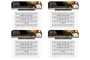 Ardell 3D Individual Lashes DIY Lash Clusters Long Black - Flared Design False Lashes, Eyelash Extensions, 4 Packs