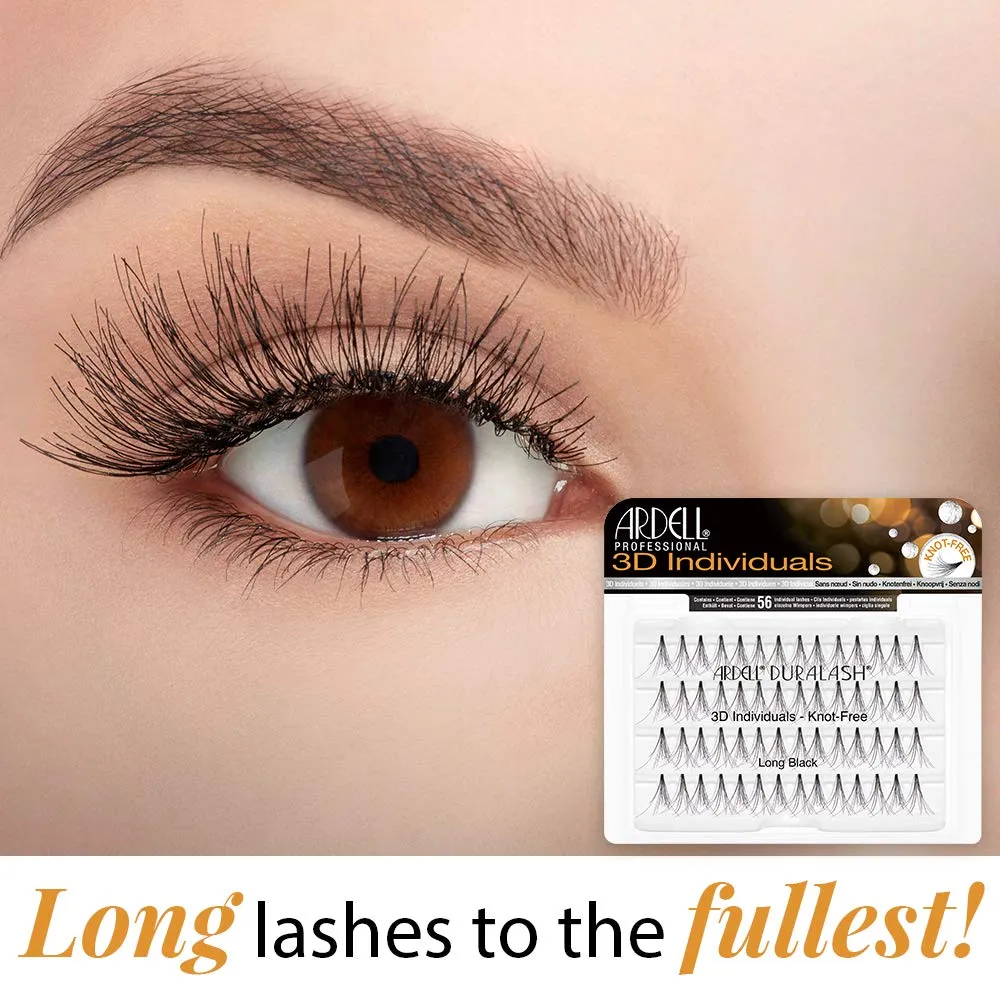 Ardell 3D Individual Lashes DIY Lash Clusters Long Black - Flared Design False Lashes, Eyelash Extensions, 4 Packs