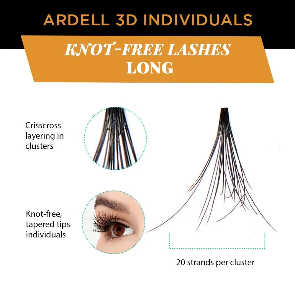 Ardell 3D Individual Lashes DIY Lash Clusters Long Black - Flared Design False Lashes, Eyelash Extensions, 4 Packs