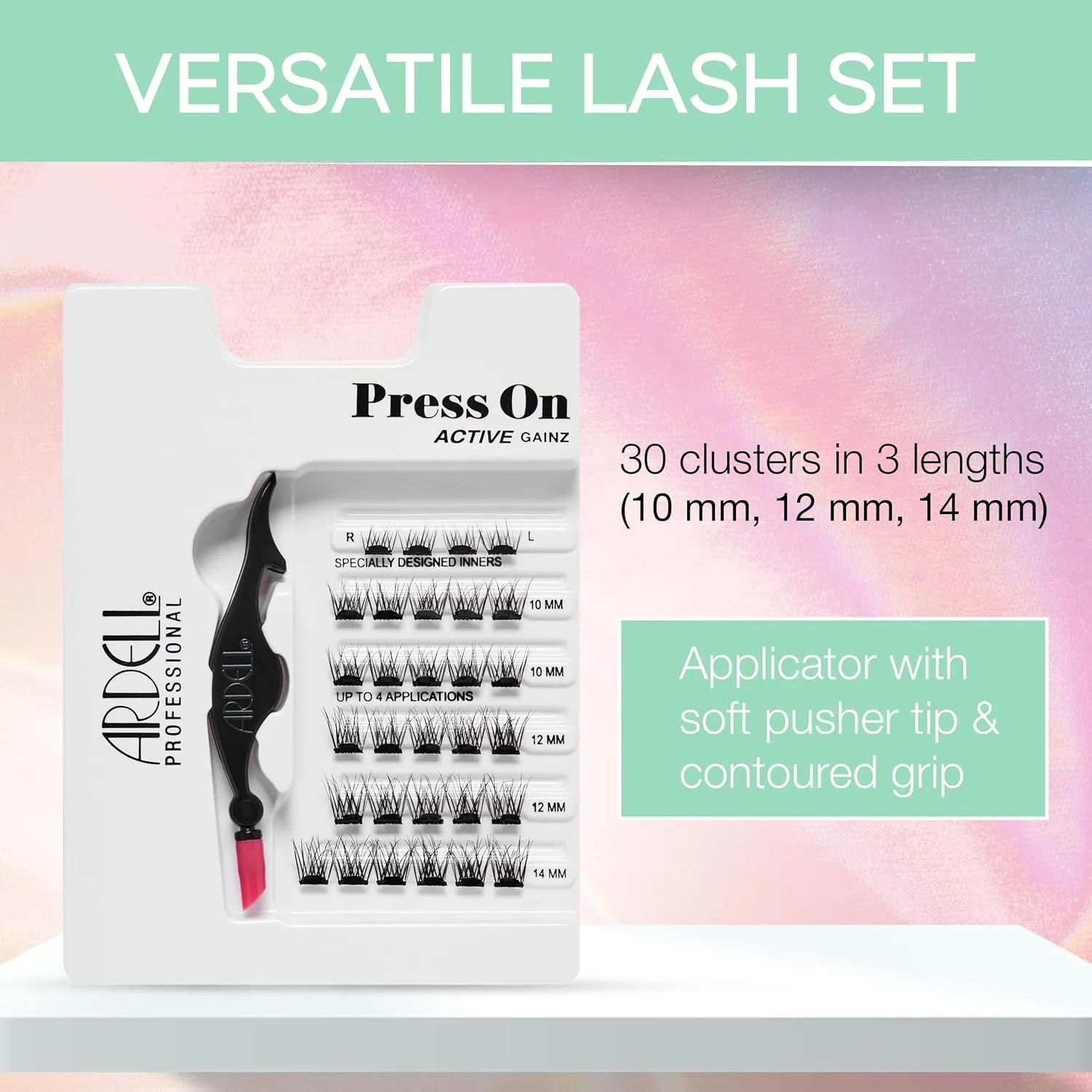 Ardell Active Press on DIY Lash Clusters, False Eyelashes, Cluster Lashes, Pre-Glued Underlash, Eyelash Extensions, Gainz, 1-pack