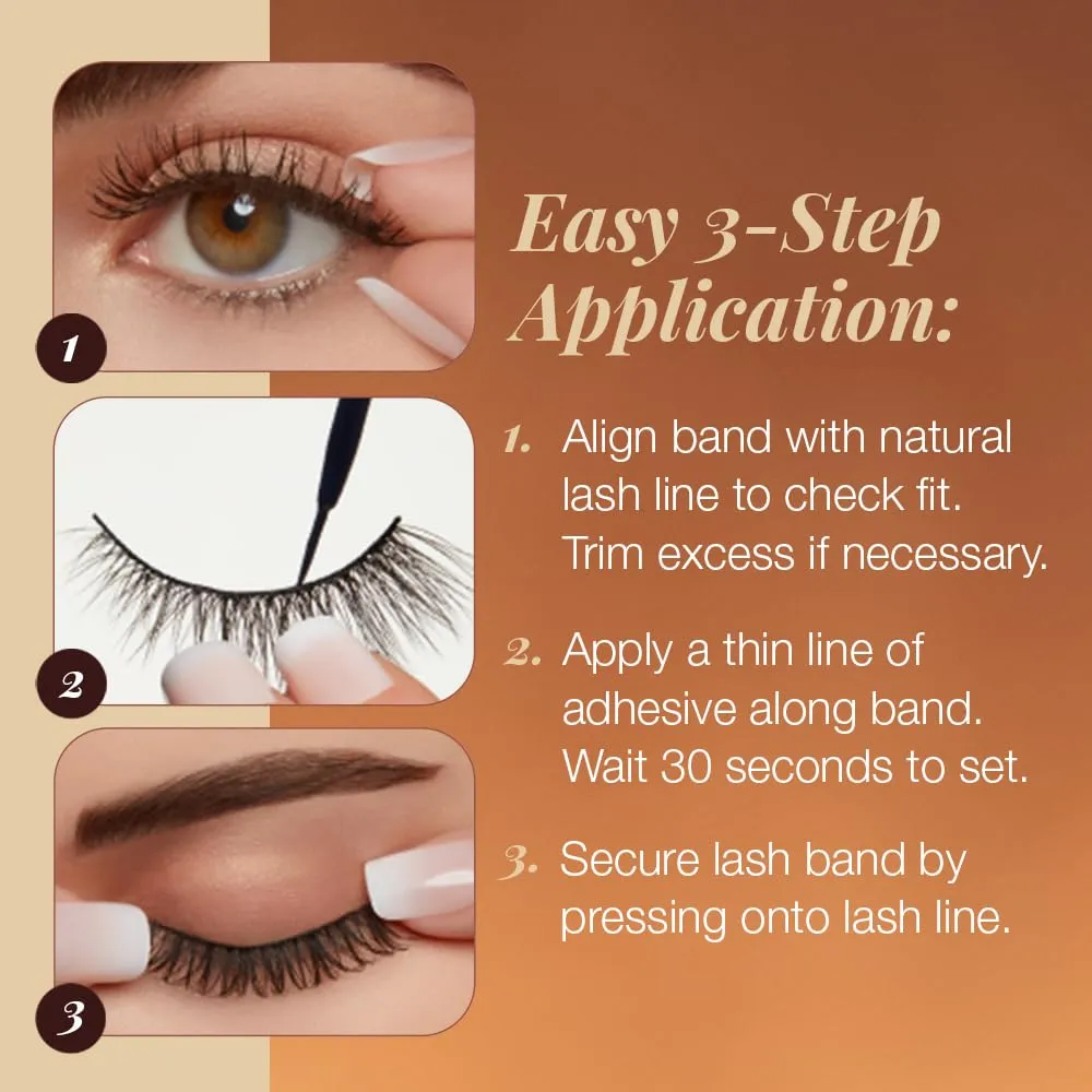 Ardell Balayage Wispies, Chestnut False Eyelashes, with Ultra Thin Band, 4-pack