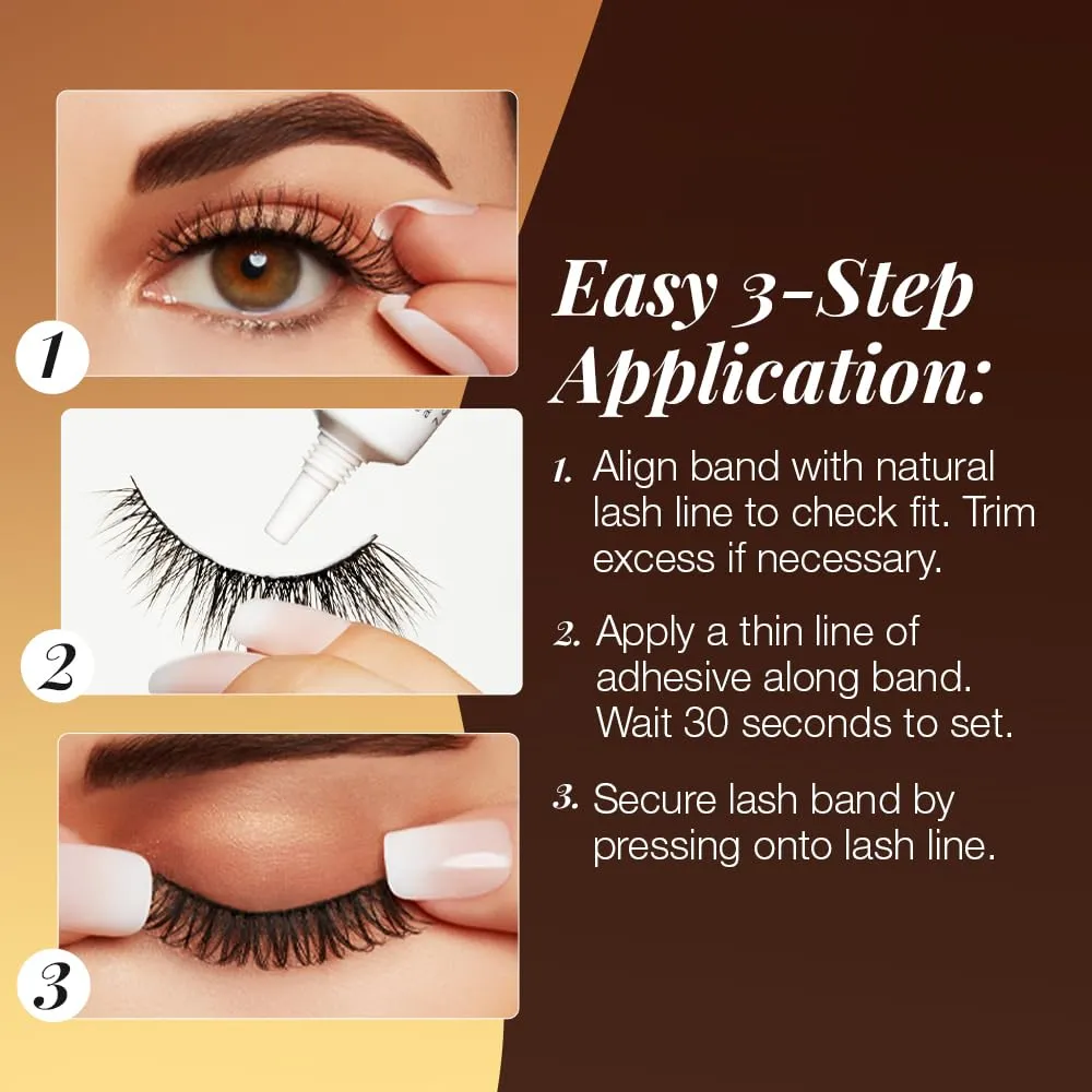 Ardell Balayage Wispies False Eyelashes, Ultra Thin Band, Mocha Strip Lash Strokes - Easy Application, Natural Look Lashes for Everyday Wear, 4-Pack