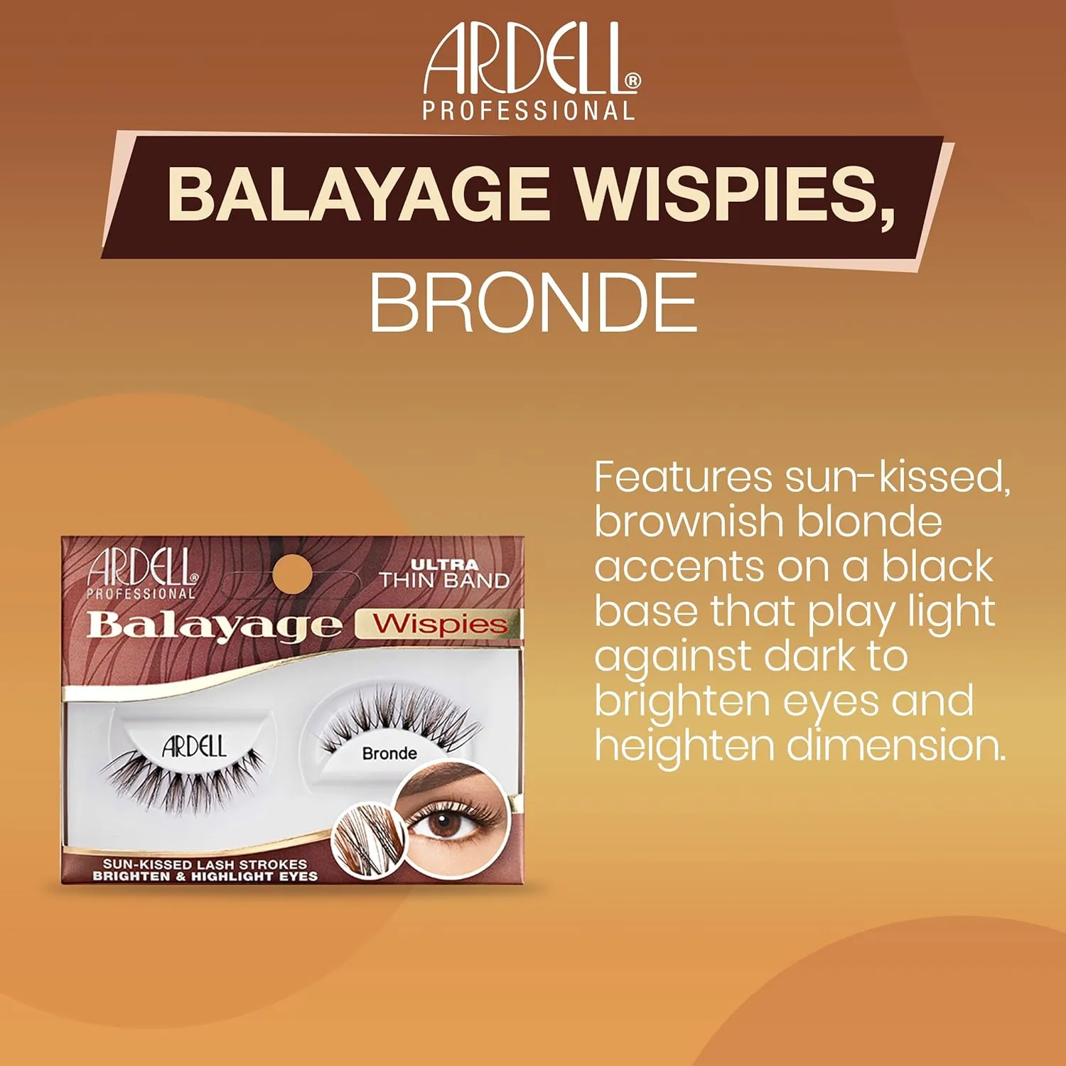 Ardell Balayage Wispy Lashes, False Eyelashes, Bronde - Easy Application Strip Lashes for Everyday Wear, Sun-kissed Lash Strokes, 4 Pack