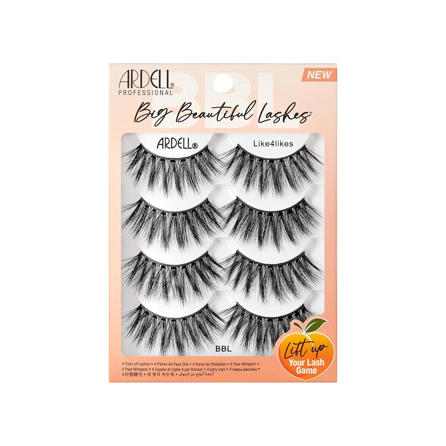Ardell Big Beautiful Lashes Like4Likes - Voluminous False Eyelashes, Natural Flare for Dramatic Look, 4 Pairs