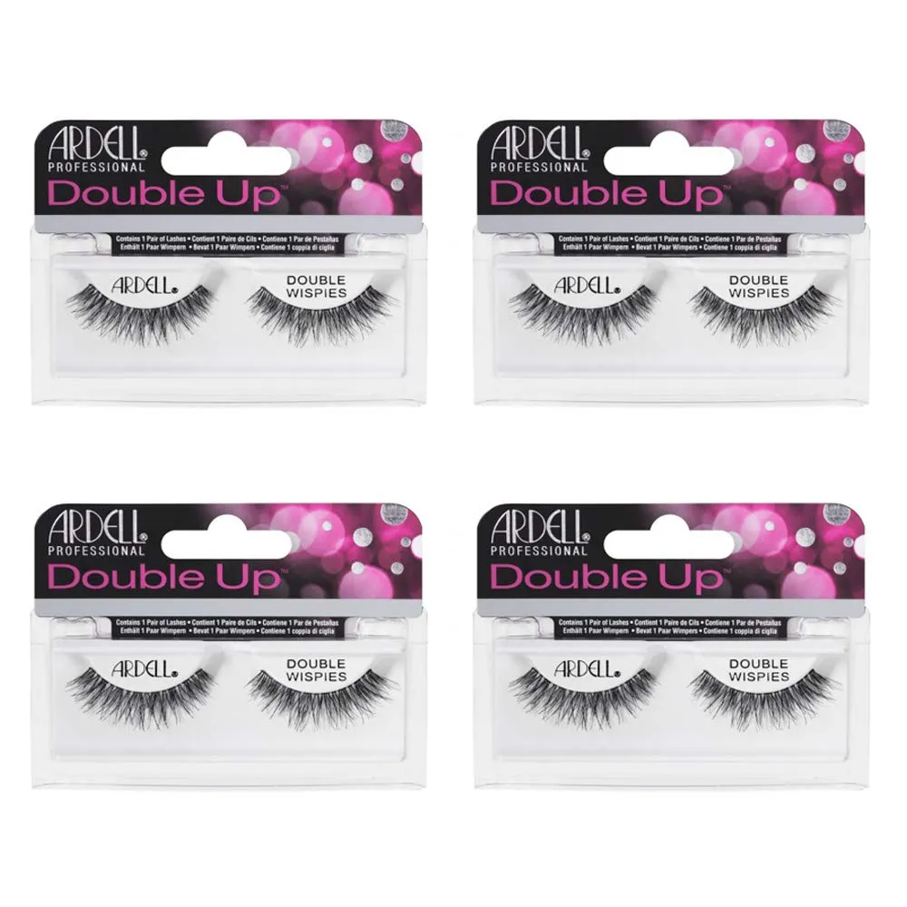 Ardell Double Up Wispies False Eyelashes - Black, Dramatic Volume, Wispy Lashes for a Full Look, 4 Pack
