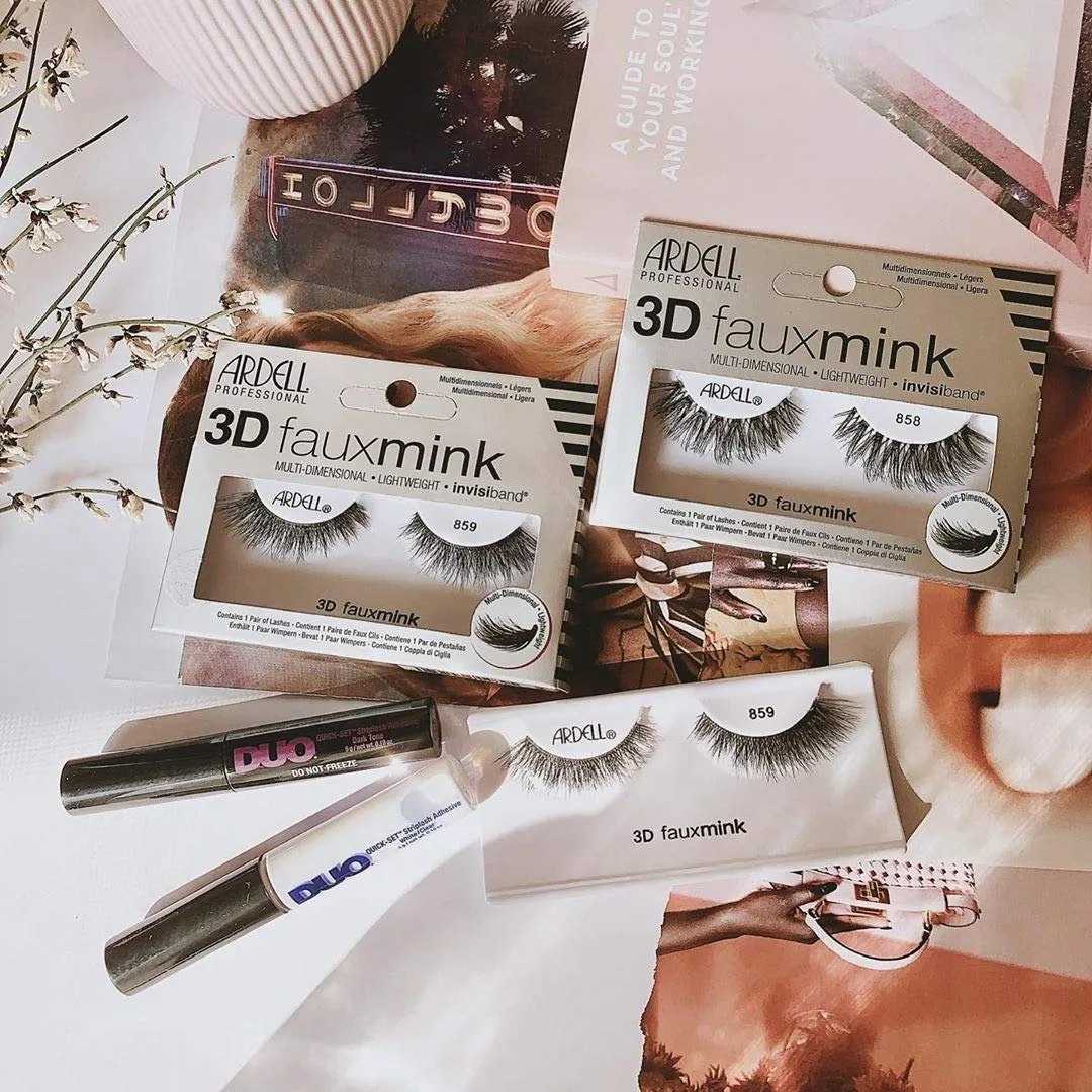 Ardell False Eyelashes 3D Faux Mink Lashes 859 - Lightweight Reusable Strip Lashes with Invisiband, Ultra-Fluffy Volume for a Natural Glam Look, 4 Pairs