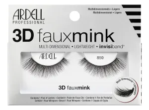 Ardell False Eyelashes 3D Faux Mink Lashes 859 - Lightweight Reusable Strip Lashes with Invisiband, Ultra-Fluffy Volume for a Natural Glam Look, 4 Pairs