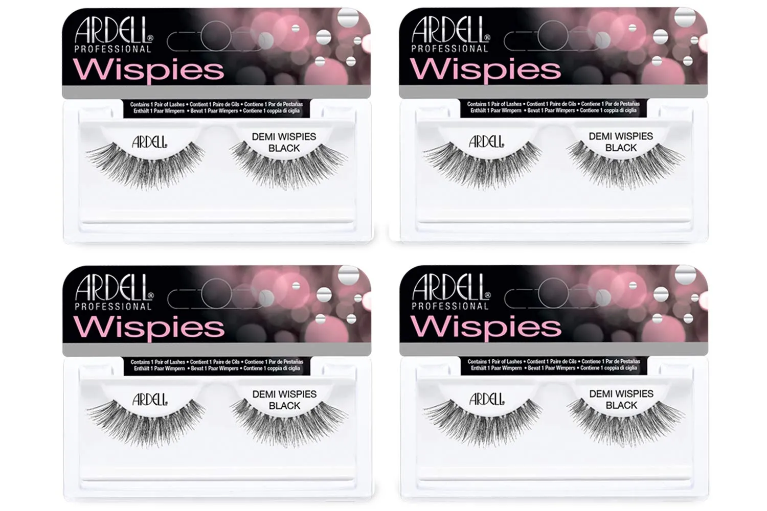 Ardell False Eyelashes Demi Wispies - Black, Natural Look Lashes, Lightweight, Full Volume, Eyelash Extensions for Everyday Wear, 4 Pairs